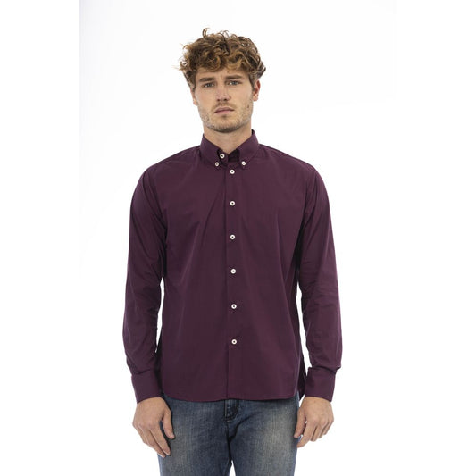 Baldinini Trend Burgundy Cotton Men Shirt Baldinini Trend