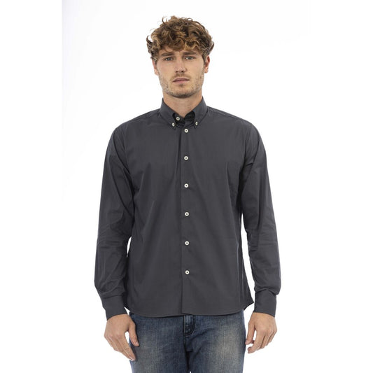 Baldinini Trend Gray Cotton Men Shirt Baldinini Trend