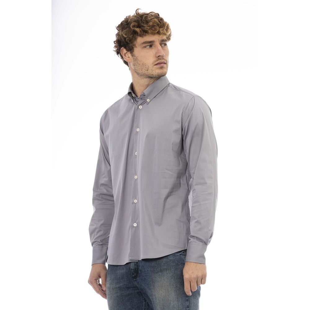 Baldinini Trend Gray Cotton Men Shirt Baldinini Trend