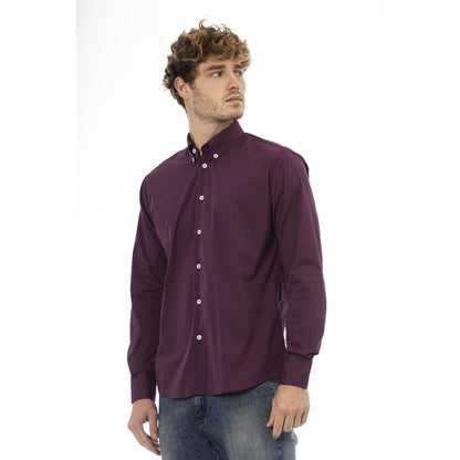 Baldinini Trend Burgundy Cotton Men Shirt Baldinini Trend