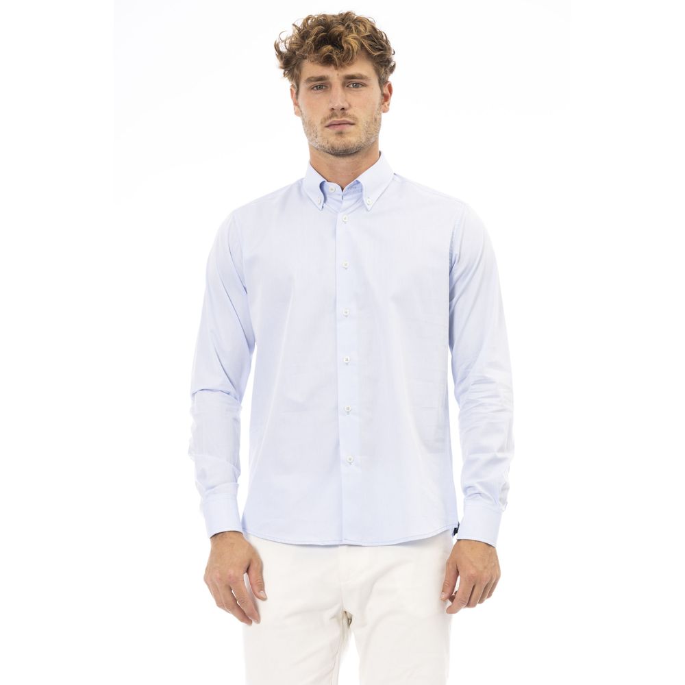 Baldinini Trend Light Blue Cotton Men Shirt Baldinini Trend