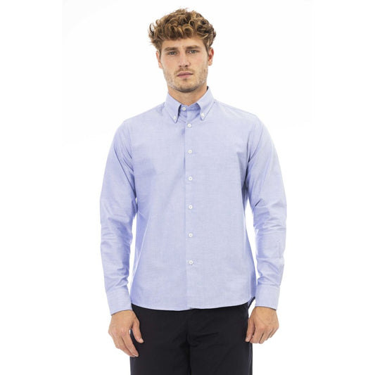 Baldinini Trend Blue Cotton Men Shirt Baldinini Trend