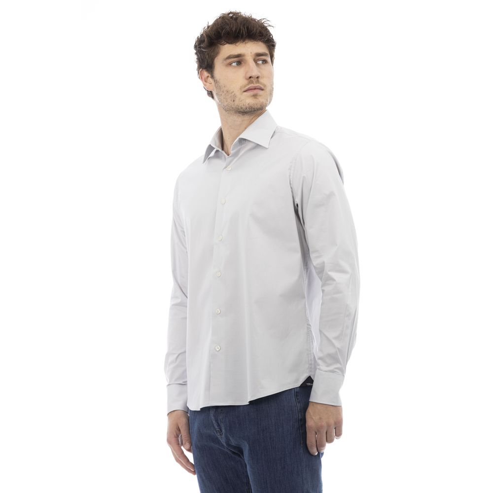 Baldinini Trend Gray Cotton Men's Shirt Baldinini Trend