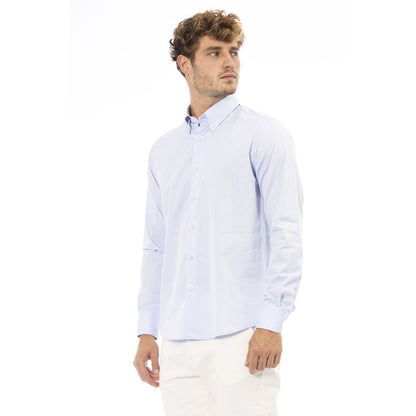 Baldinini Trend Light Blue Cotton Men Shirt Baldinini Trend