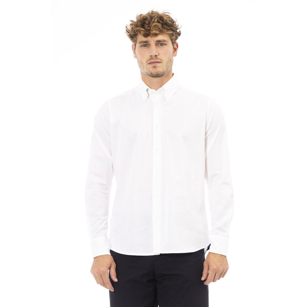 Baldinini Trend White Cotton Men Shirt Baldinini Trend