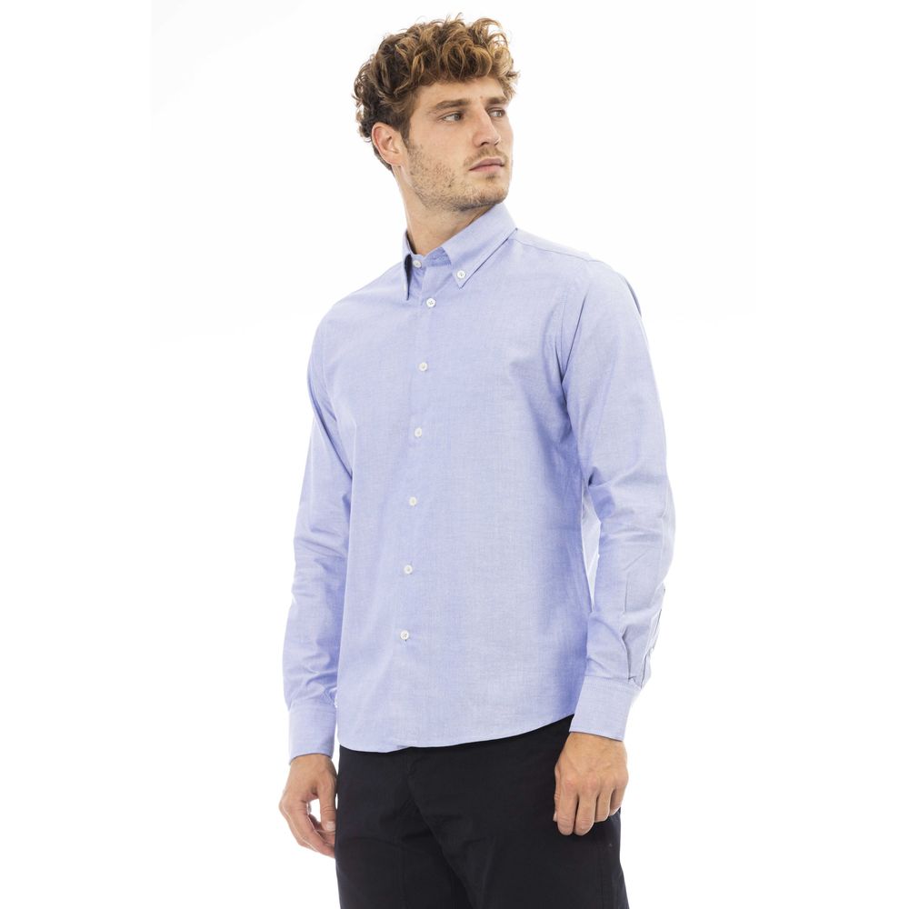 Baldinini Trend Blue Cotton Men Shirt Baldinini Trend