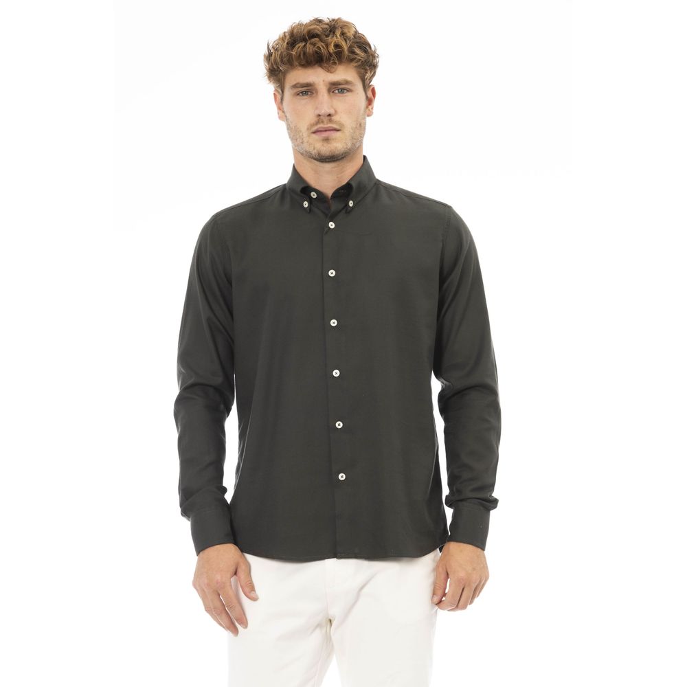 Baldinini Trend Green Cotton Men Shirt Baldinini Trend