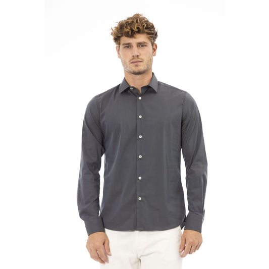 Baldinini Trend Gray Cotton Men Shirt Baldinini Trend