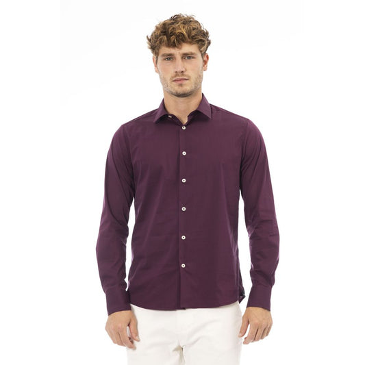 Baldinini Trend Red Cotton Men Shirt Baldinini Trend