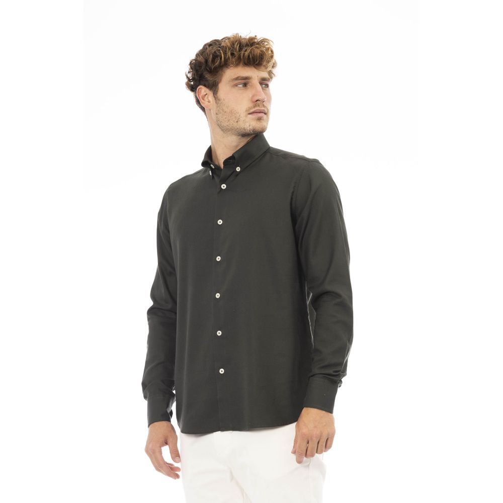 Baldinini Trend Green Cotton Men Shirt Baldinini Trend