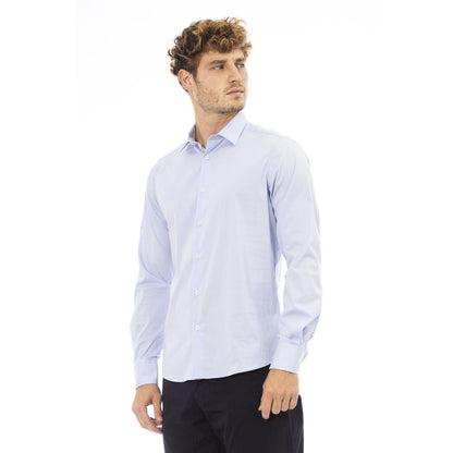 Baldinini Trend Light Blue Cotton Men Shirt Baldinini Trend