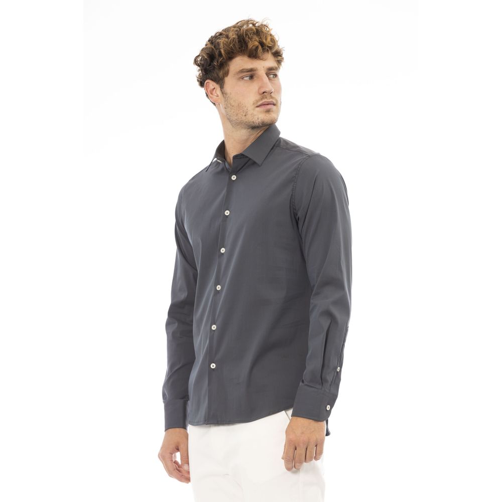 Baldinini Trend Gray Cotton Men Shirt Baldinini Trend