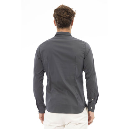 Baldinini Trend Gray Cotton Men Shirt Baldinini Trend