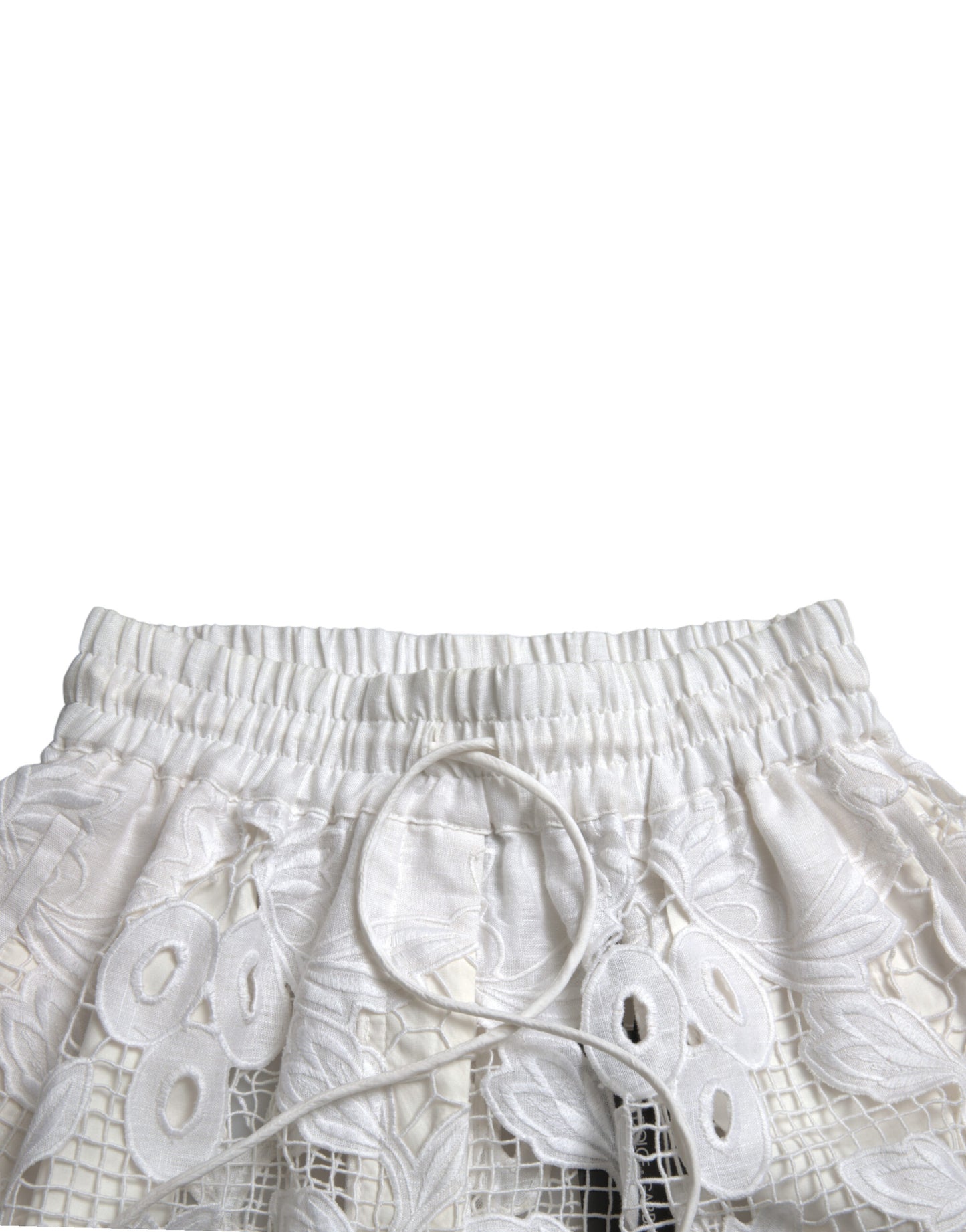 Dolce & Gabbana Chic High-Waisted Lace Shorts in Pure White Dolce & Gabbana