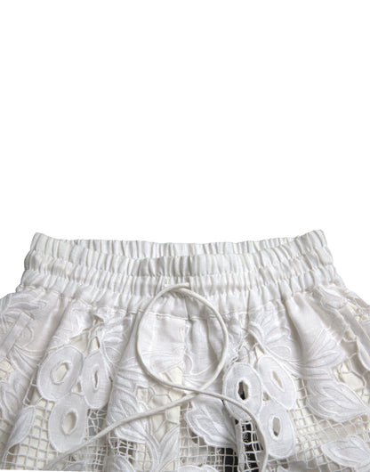 Dolce & Gabbana Chic High-Waisted Lace Shorts in Pure White Dolce & Gabbana