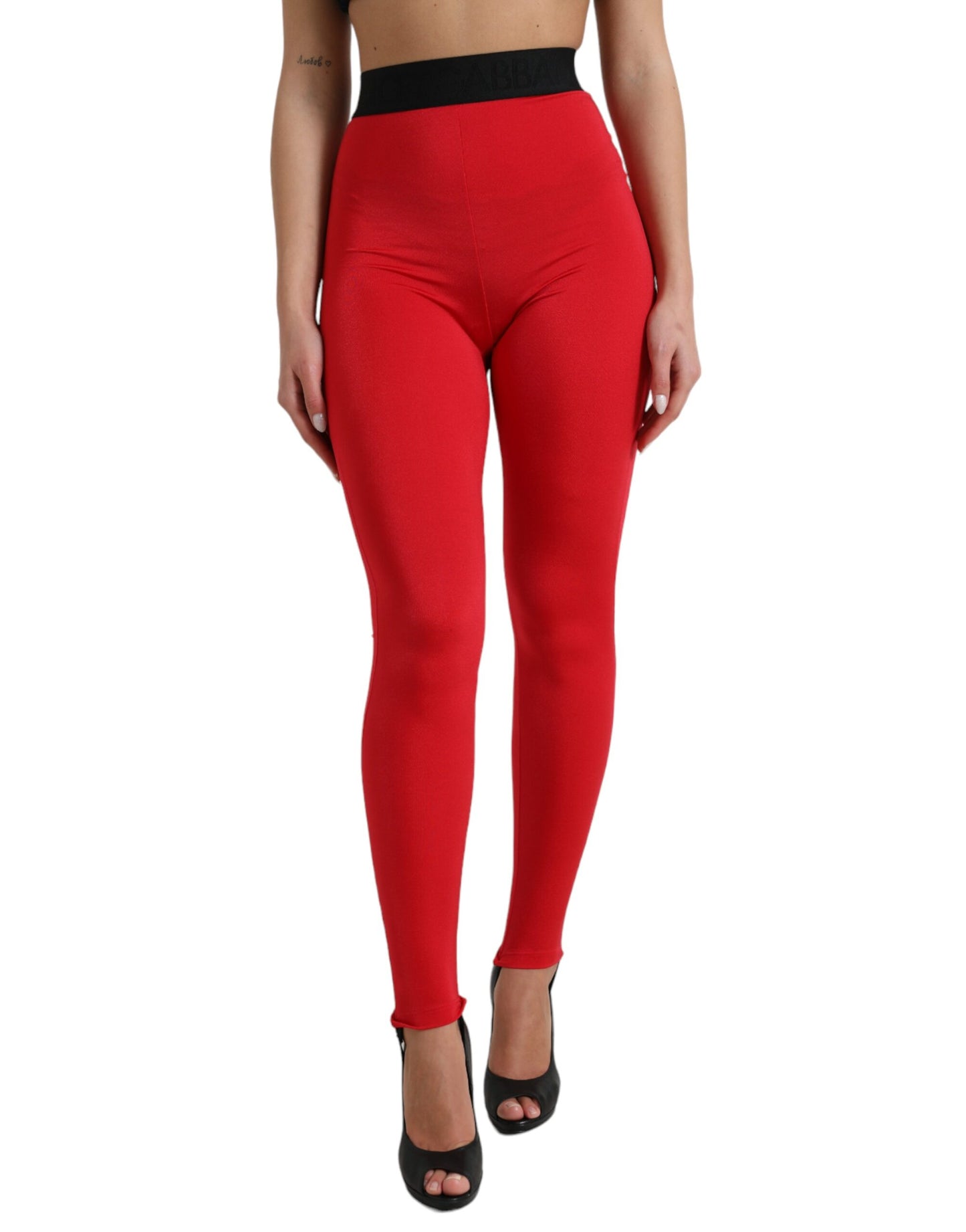 Dolce & Gabbana Elegant High Waist Red Leggings Dolce & Gabbana