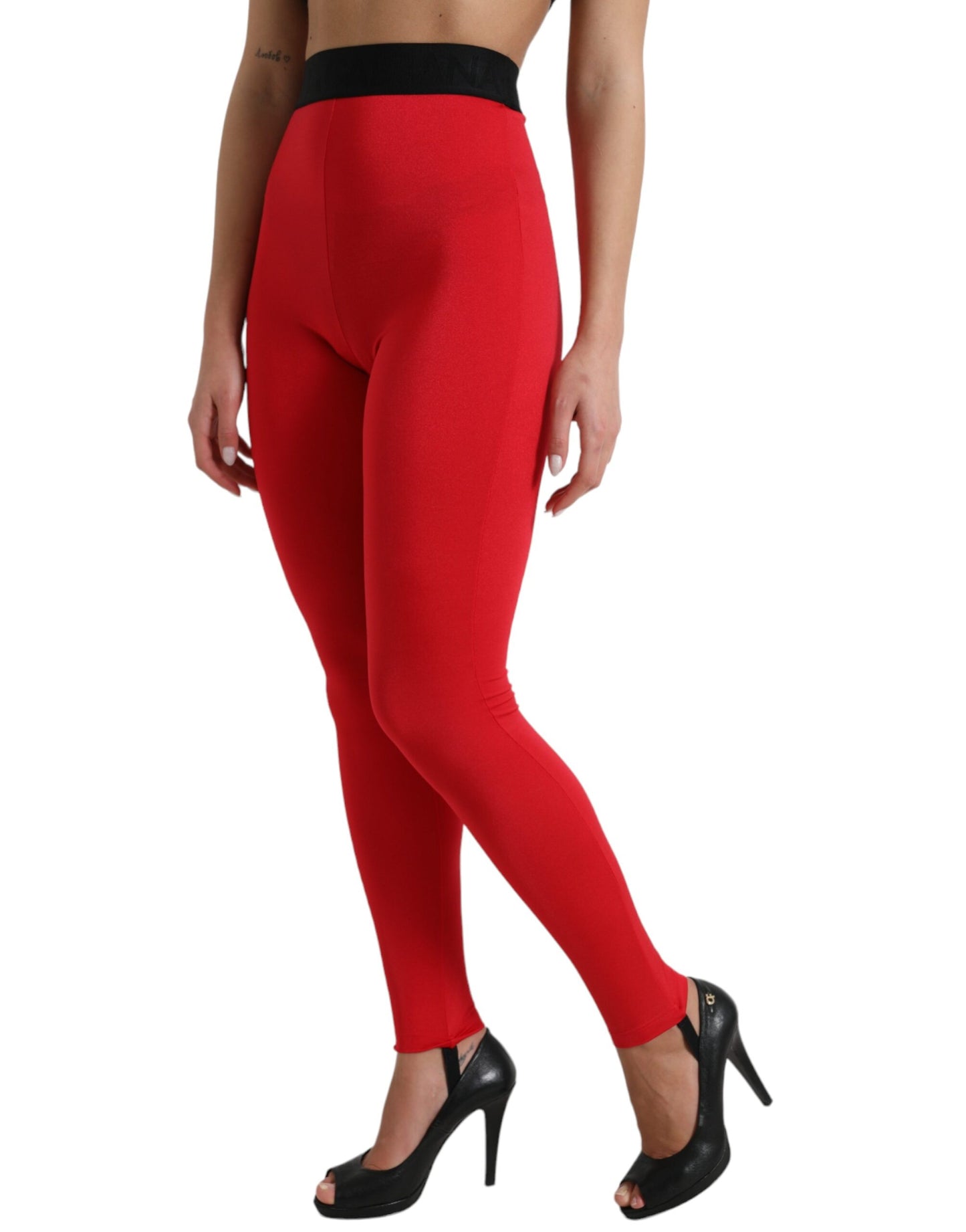 Dolce & Gabbana Elegant High Waist Red Leggings Dolce & Gabbana