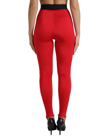 Dolce & Gabbana Elegant High Waist Red Leggings Dolce & Gabbana