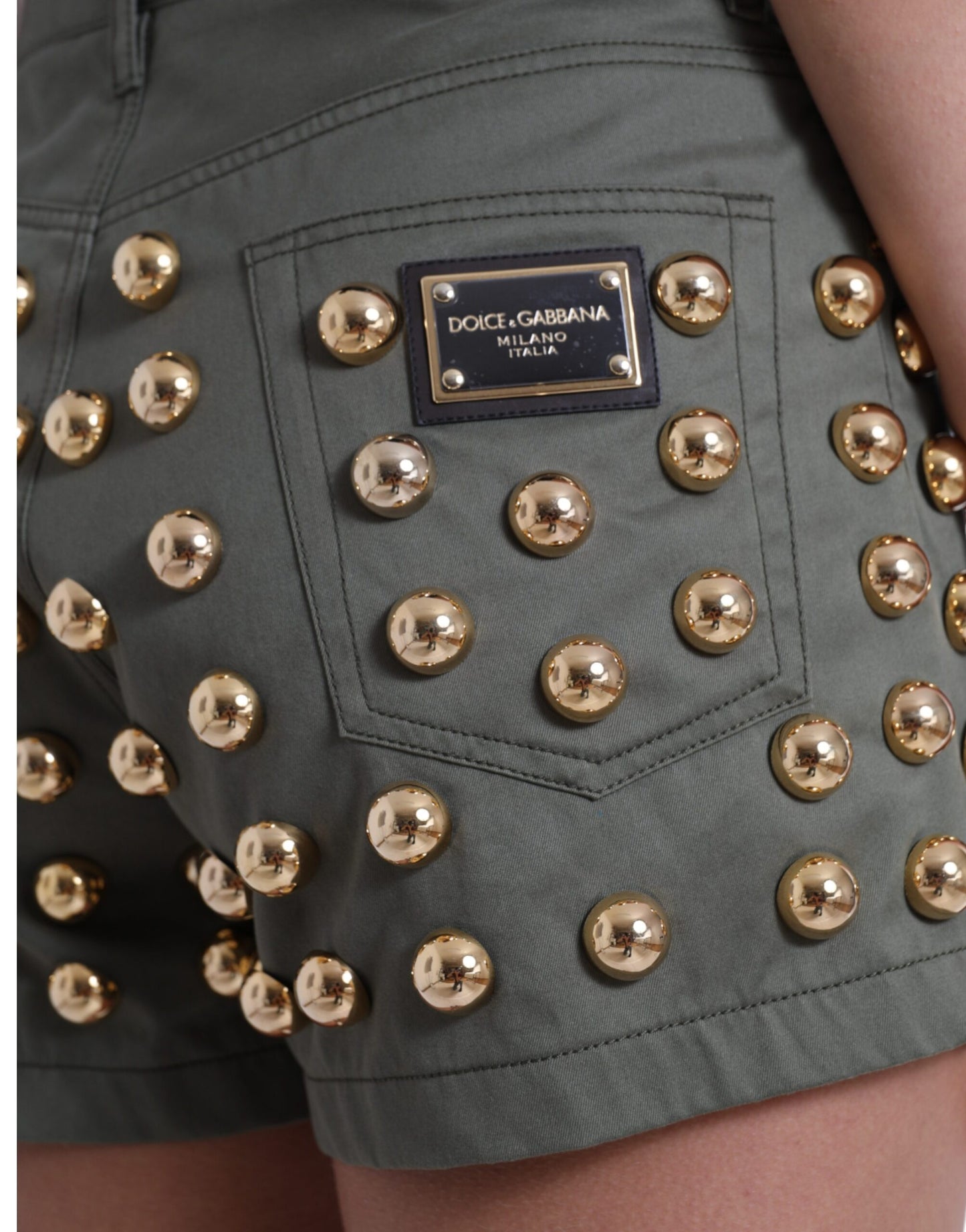 Dolce & Gabbana Emerald High Waist Embellished Shorts Dolce & Gabbana