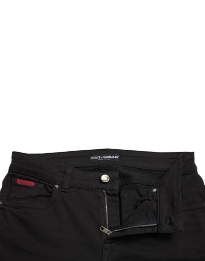 Dolce & Gabbana Elegant Mid Waist Black Skinny Jeans Dolce & Gabbana