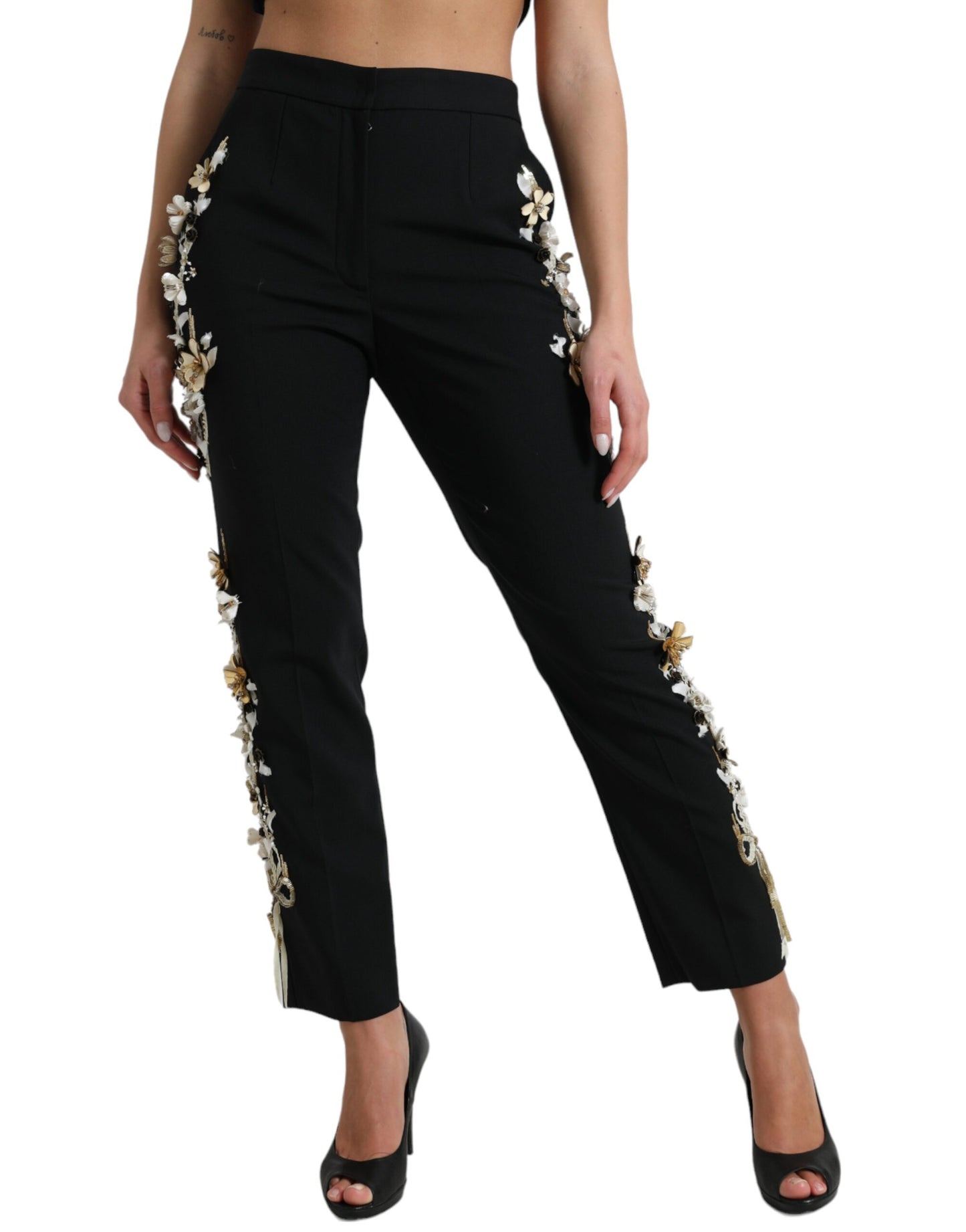 Dolce & Gabbana Elegant High Waist Floral Tapered Pants Dolce & Gabbana