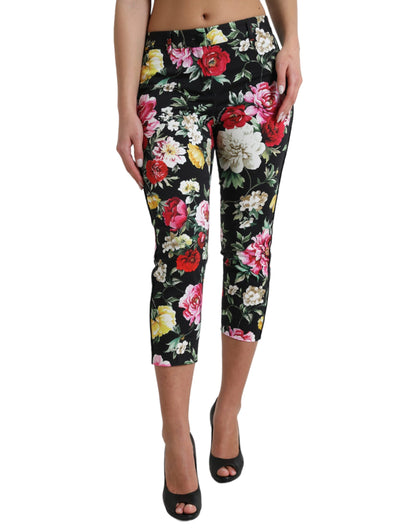 Dolce & Gabbana Elegant Floral Mid Waist Cropped Pants Dolce & Gabbana