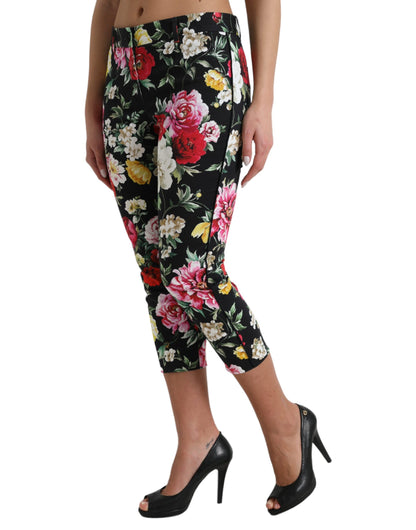 Dolce & Gabbana Elegant Floral Mid Waist Cropped Pants Dolce & Gabbana