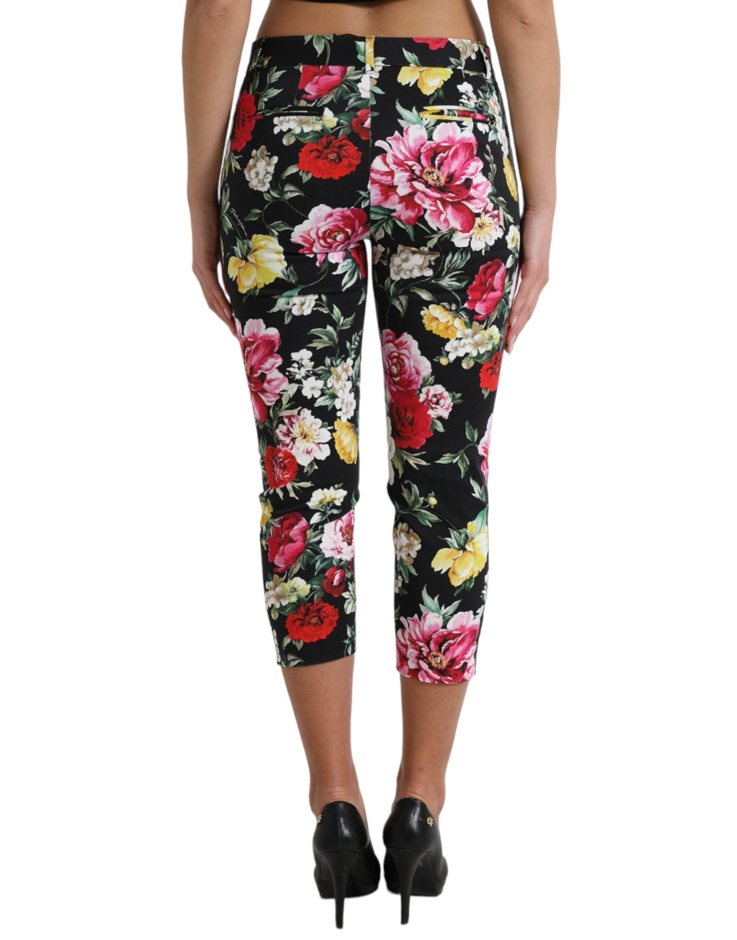 Dolce & Gabbana Elegant Floral Mid Waist Cropped Pants Dolce & Gabbana