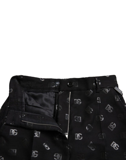 Dolce & Gabbana Chic High Waist Straight Pants with Logo Print Dolce & Gabbana