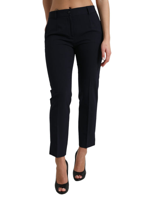 Dolce & Gabbana Elegant Mid Waist Tapered Pants in Blue Dolce & Gabbana