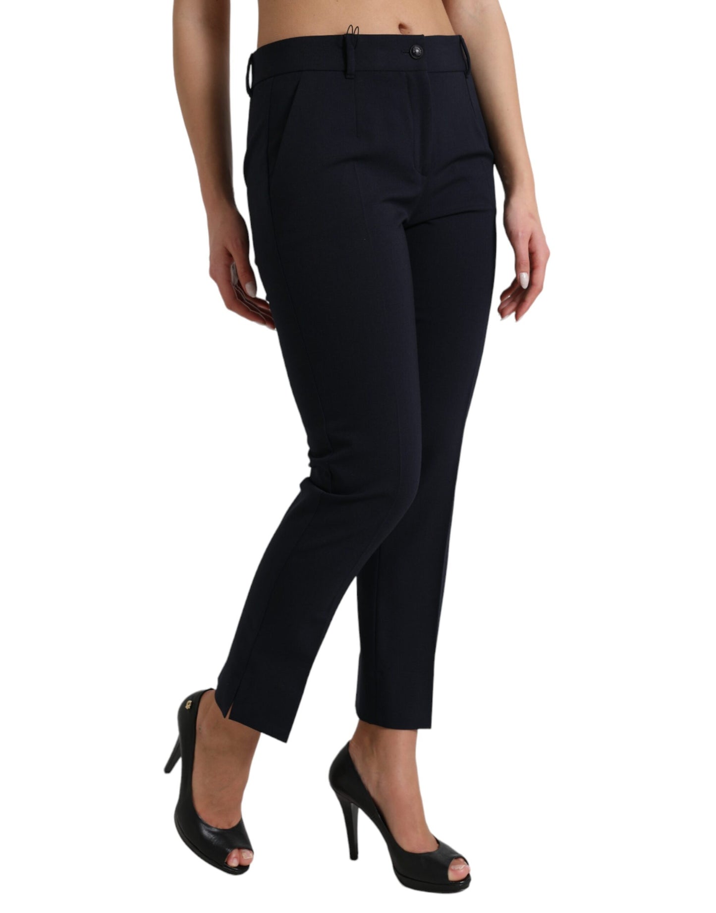 Dolce & Gabbana Elegant Mid Waist Tapered Pants in Blue Dolce & Gabbana