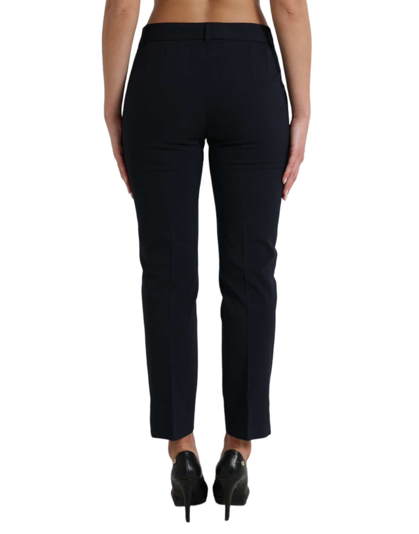 Dolce & Gabbana Elegant Mid Waist Tapered Pants in Blue Dolce & Gabbana