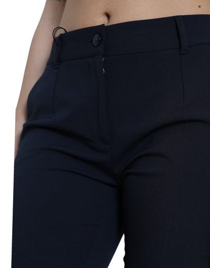 Dolce & Gabbana Elegant Mid Waist Tapered Pants in Blue Dolce & Gabbana