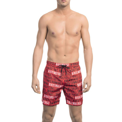 Bikkembergs Red Polyester Men Swim Short Bikkembergs