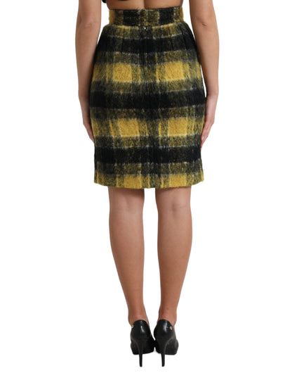 Dolce & Gabbana High Waist Check Print Silk-Lined Mini Skirt Dolce & Gabbana