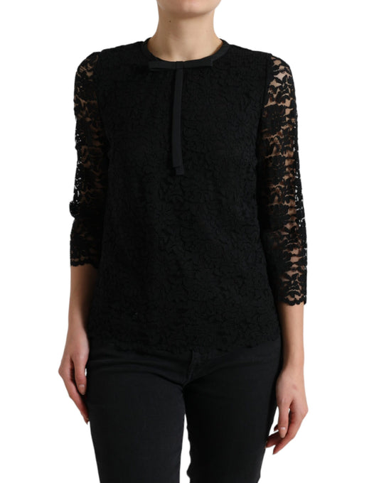 Dolce & Gabbana Elegant Floral Lace Long Sleeve Top Dolce & Gabbana