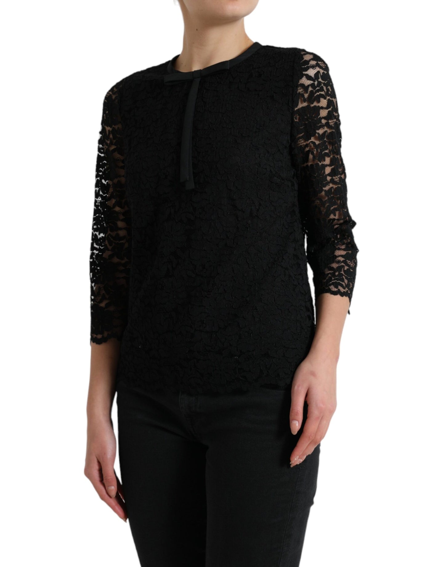 Dolce & Gabbana Elegant Floral Lace Long Sleeve Top Dolce & Gabbana