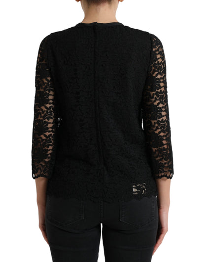 Dolce & Gabbana Elegant Floral Lace Long Sleeve Top Dolce & Gabbana