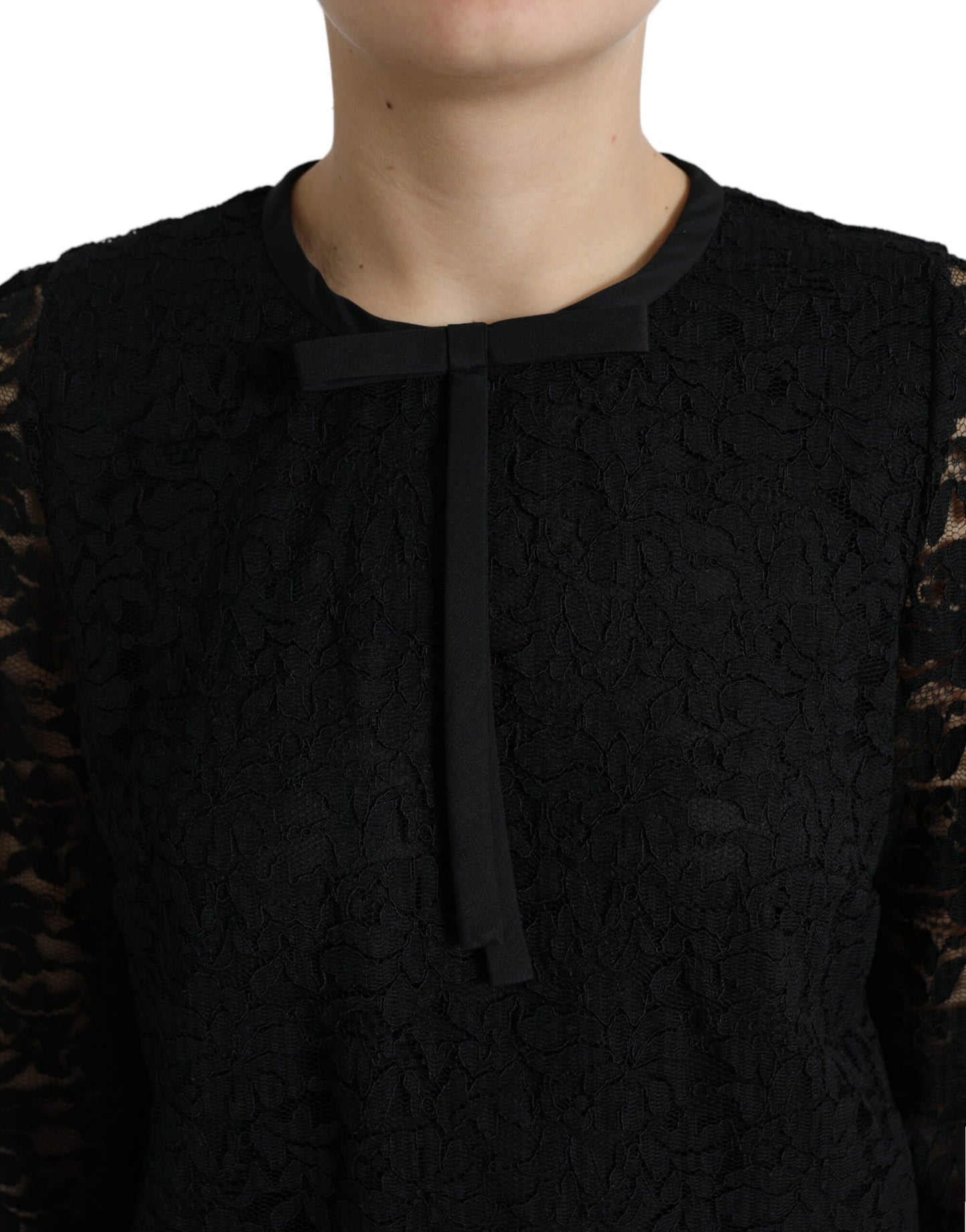 Dolce & Gabbana Elegant Floral Lace Long Sleeve Top Dolce & Gabbana