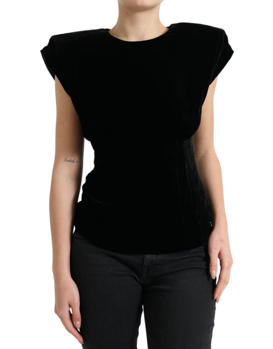 Dolce & Gabbana Velvet Exaggerated Shoulder Top Dolce & Gabbana