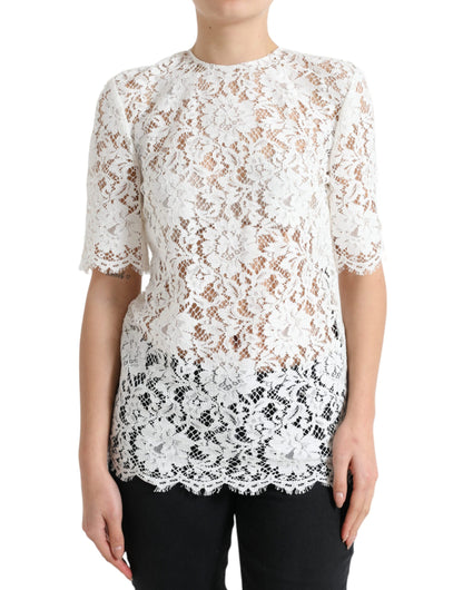 Dolce & Gabbana Elegant White Lace Blouse Dolce & Gabbana