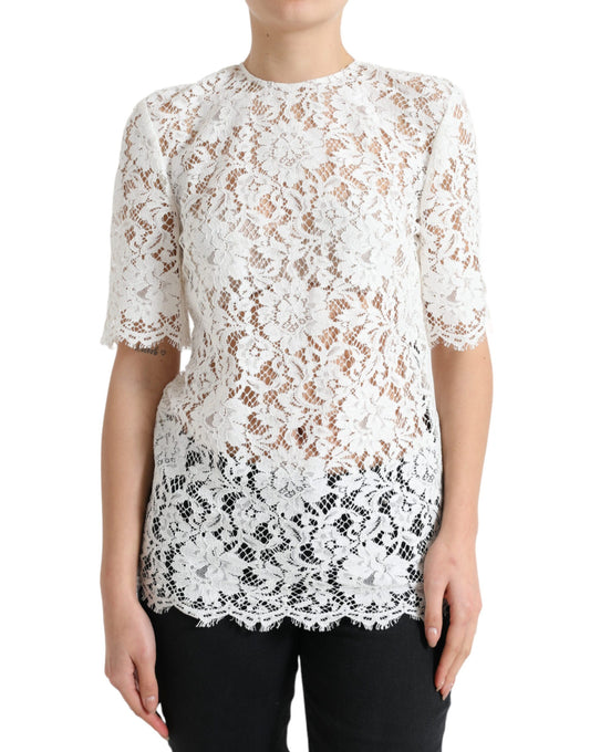 Dolce & Gabbana Elegant White Lace Blouse Dolce & Gabbana