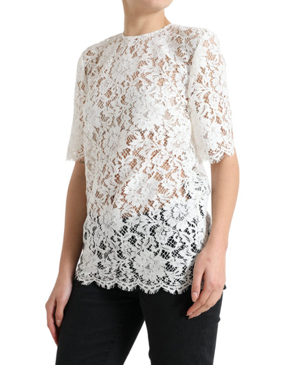 Dolce & Gabbana Elegant White Lace Blouse Dolce & Gabbana