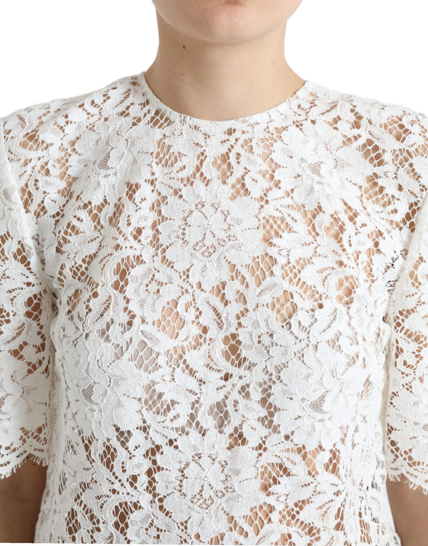 Dolce & Gabbana Elegant White Lace Blouse Dolce & Gabbana