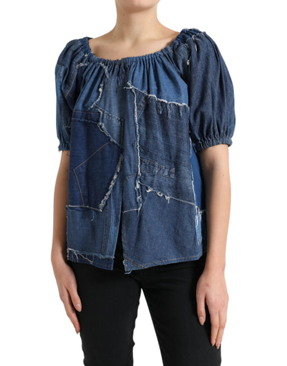 Dolce & Gabbana Elegant Cotton Denim Blouse Top Dolce & Gabbana