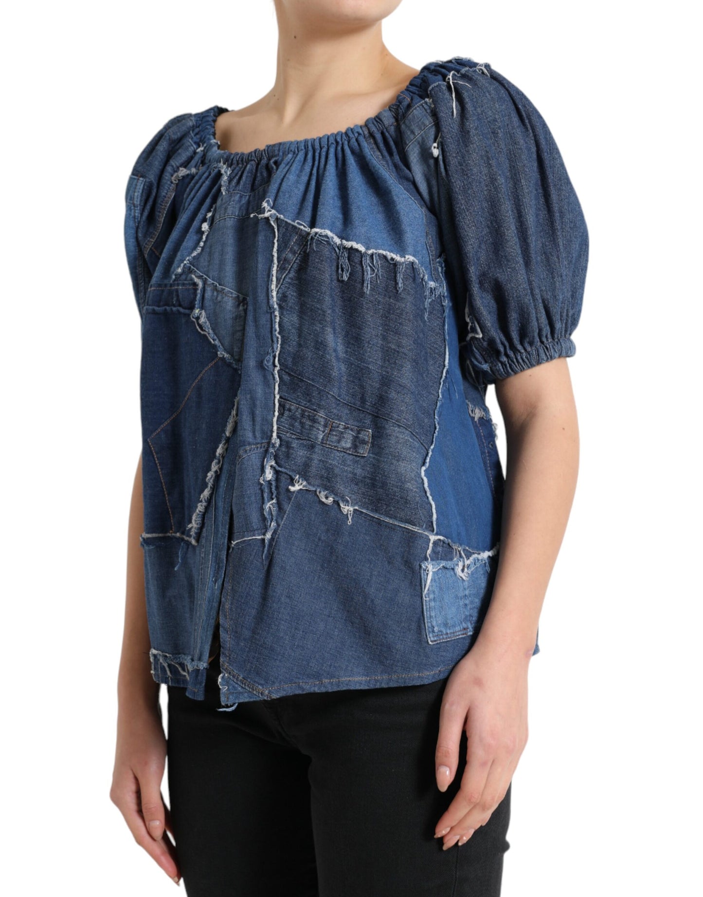 Dolce & Gabbana Elegant Cotton Denim Blouse Top Dolce & Gabbana