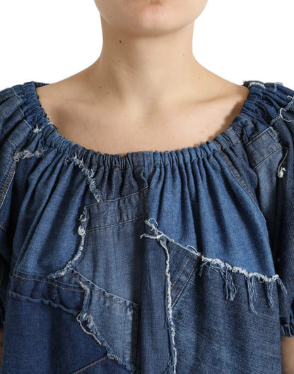 Dolce & Gabbana Elegant Cotton Denim Blouse Top Dolce & Gabbana