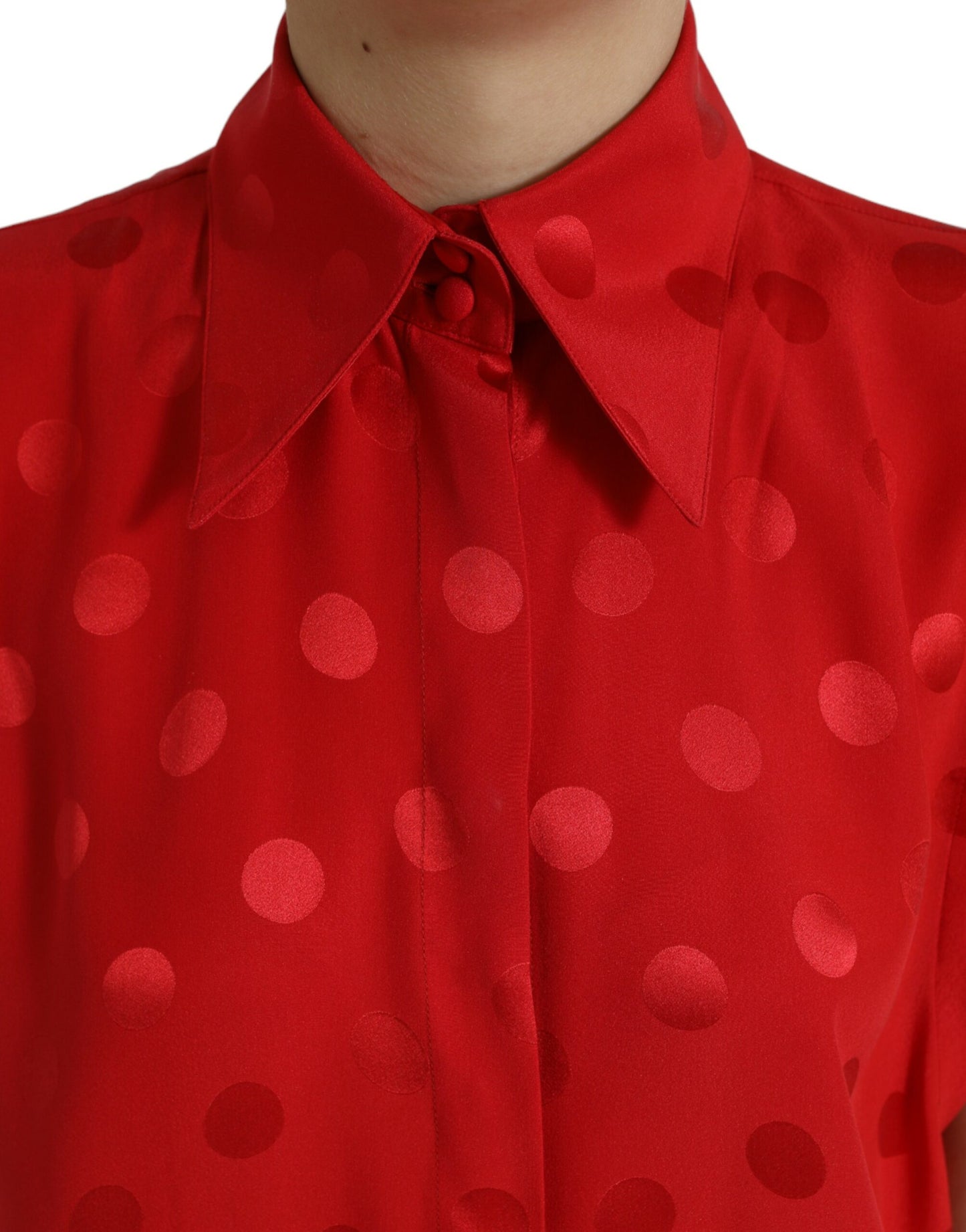 Dolce & Gabbana Elegant Polka Dot Sleeveless Silk Blouse Dolce & Gabbana