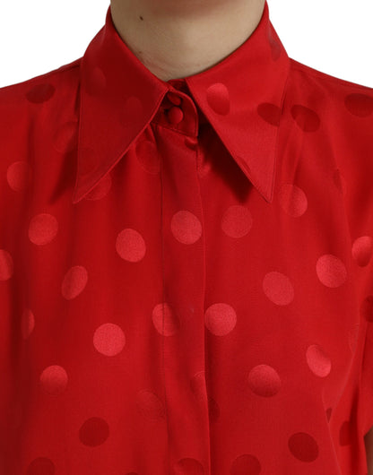 Dolce & Gabbana Elegant Polka Dot Sleeveless Silk Blouse Dolce & Gabbana