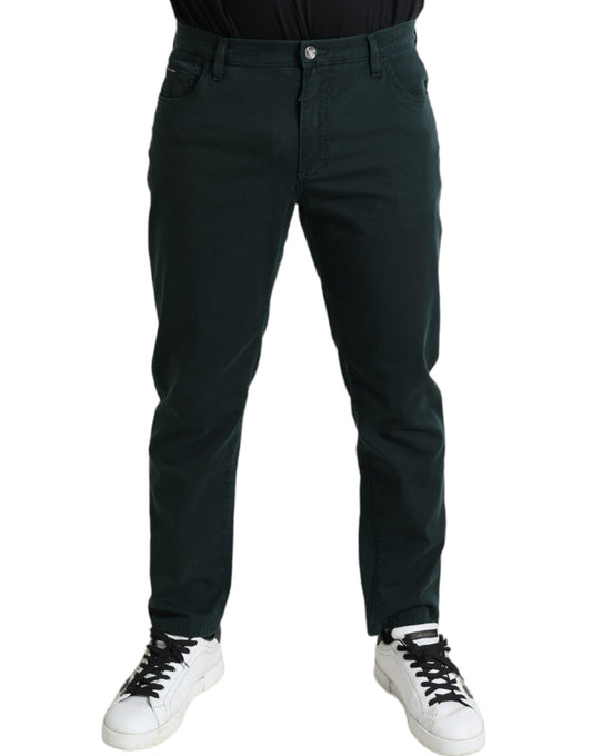 Dolce & Gabbana Elegant Green Skinny Cotton Jeans Dolce & Gabbana